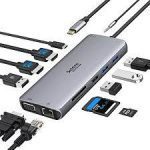 Vmade — hub 12-en-1 usb type-c avec triple affichage et mode d'extension, sortie VGA MST 2 HDTV, PD 100w
